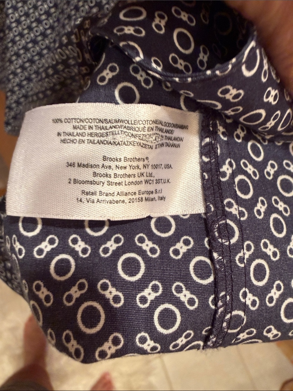 Brooks Brothers Navy and White Geometric Long-Sleeve Shirt Dress - Picture 6 of 6